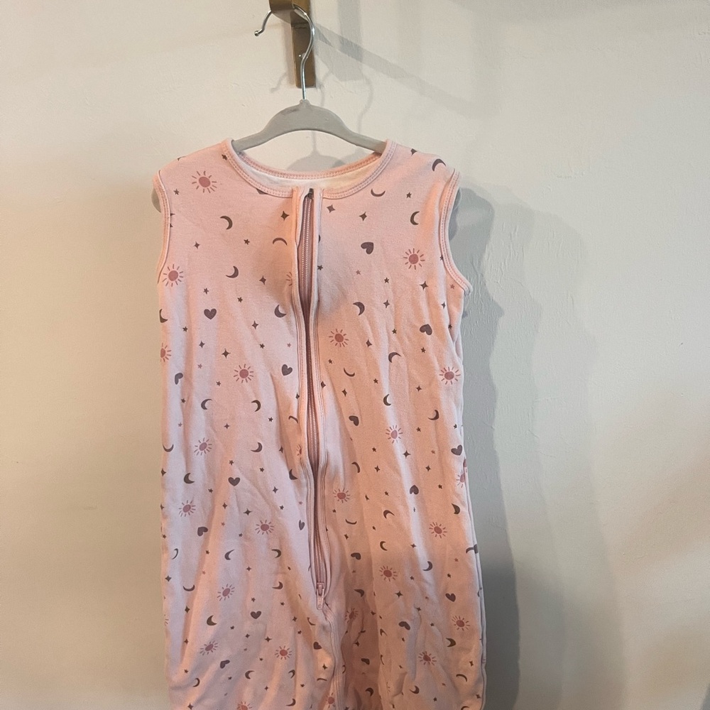 Pink Sleeveless Baby Sleep Sack with Moon and Star Print